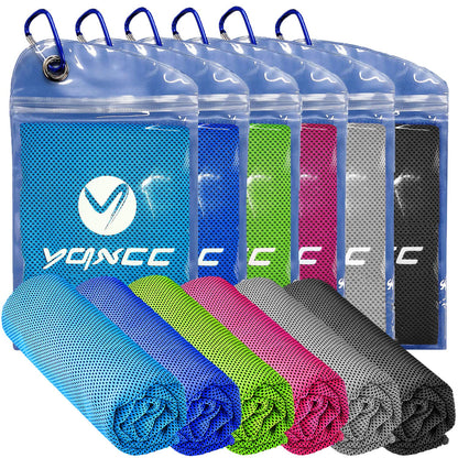 YQXCC 4 Pack Cooling Towels (47"x12"), Ice Cool Neck Towel, Soft Breathable Microfiber for Yoga, Golf, Gym, Running, Camping & Hot Weather