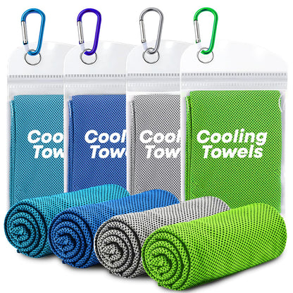 4 Pack Cooling Towels (40"x 12"), Soft Breathable Gym Towels, Outdoors Ice Towel for Neck and Face, Camp Essentials Microfiber Sweat Towels for Gym, Run, Yoga, Workout, Travel, Climb