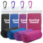 4 Pack Cooling Towels (40"x 12"), Soft Breathable Gym Towels, Outdoors Ice Towel for Neck and Face, Camp Essentials Microfiber Sweat Towels for Gym, Run, Yoga, Workout, Travel, Climb