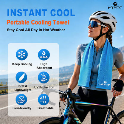 YQXCC 4 Pack Cooling Towels (40"x12"), Ice Cool Neck Towel, Soft Breathable Microfiber for Gym, Yoga, Golf, Running, Camping & All Hot Weather Activities