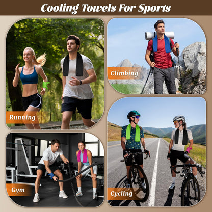 4 Pack Cooling Towels, Soft Breathable Cooling Towels for Neck and Face, Microfiber Gym Towels for Men and Women with Waterproof Bag & Carabiner, Sweat Towel for Yoga, Golf, Hiking, Running