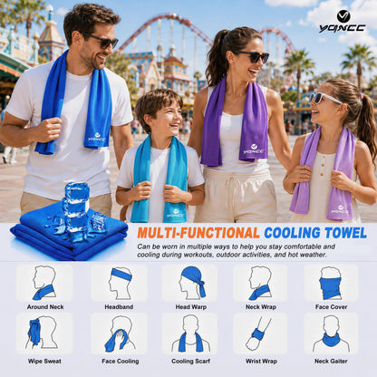 YQXCC 4 Pack Cooling Towels (47"x12"), Ice Cool Neck Towel, Soft Breathable Microfiber for Yoga, Golf, Gym, Running, Camping & Hot Weather
