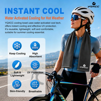 YQXCC 4 Pack Cooling Towels (40"x12"), Ice Cool Neck Towel, Soft Breathable Microfiber for Gym, Yoga, Golf, Running, Camping & All Hot Weather Activities