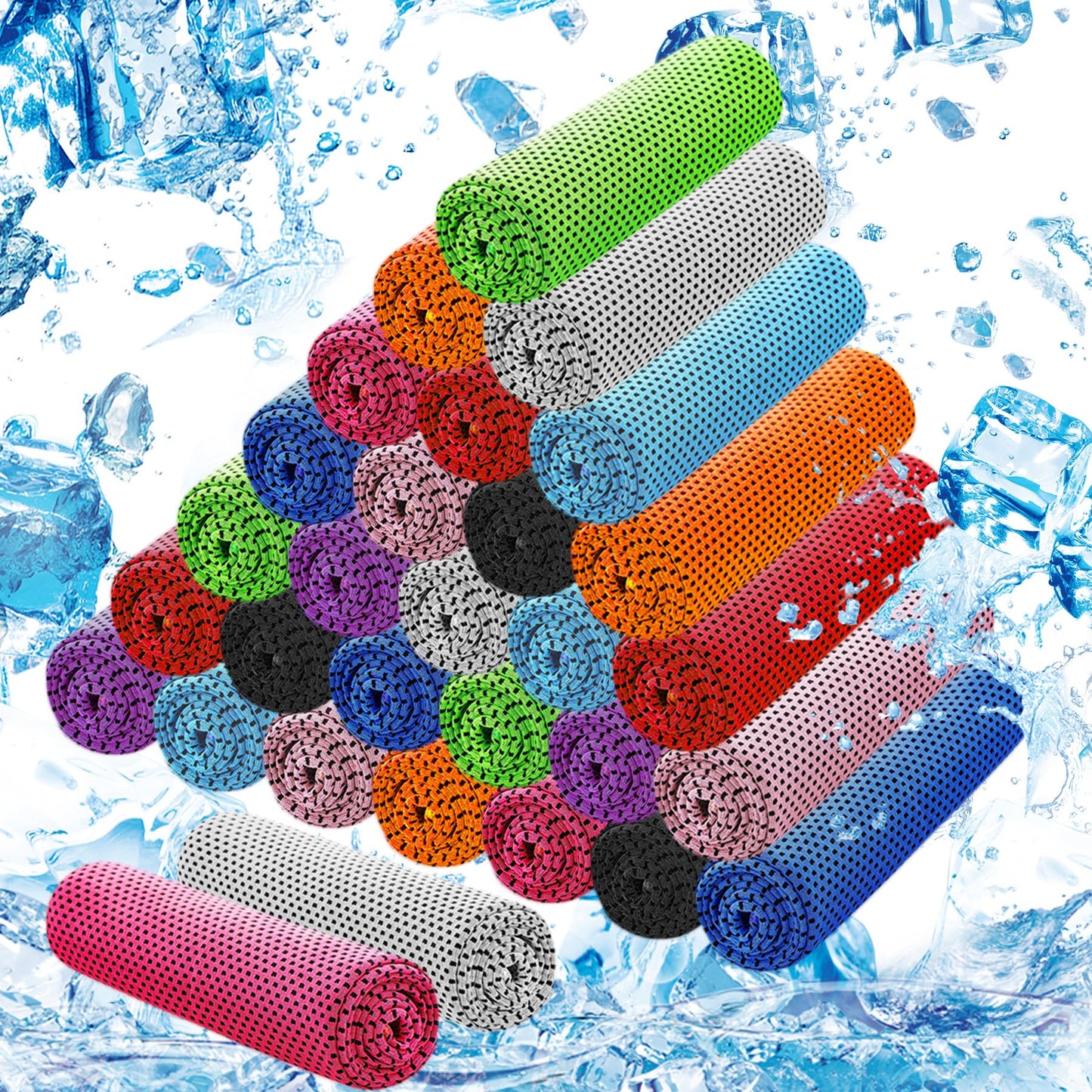 30Pack Cooling Towels for Neck and Face (40"x12"), Ice Microfiber Cooling Towels Bulk for Workout Chill Sweat Towels Cooling Neck Wraps for Gym Yoga Golf Running Sport