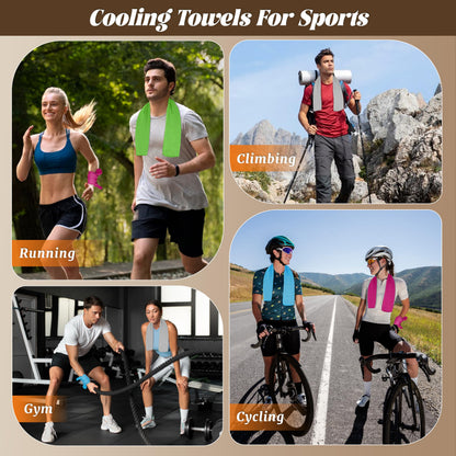 4 Pack Cooling Towels, Soft Breathable Cooling Towels for Neck and Face, Microfiber Gym Towels for Men and Women with Waterproof Bag & Carabiner, Sweat Towel for Yoga, Golf, Hiking, Running
