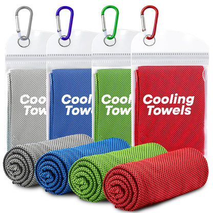 4 Pack Cooling Towels (40"x 12"), Soft Breathable Gym Towels, Outdoors Ice Towel for Neck and Face, Camp Essentials Microfiber Sweat Towels for Gym, Run, Yoga, Workout, Travel, Climb