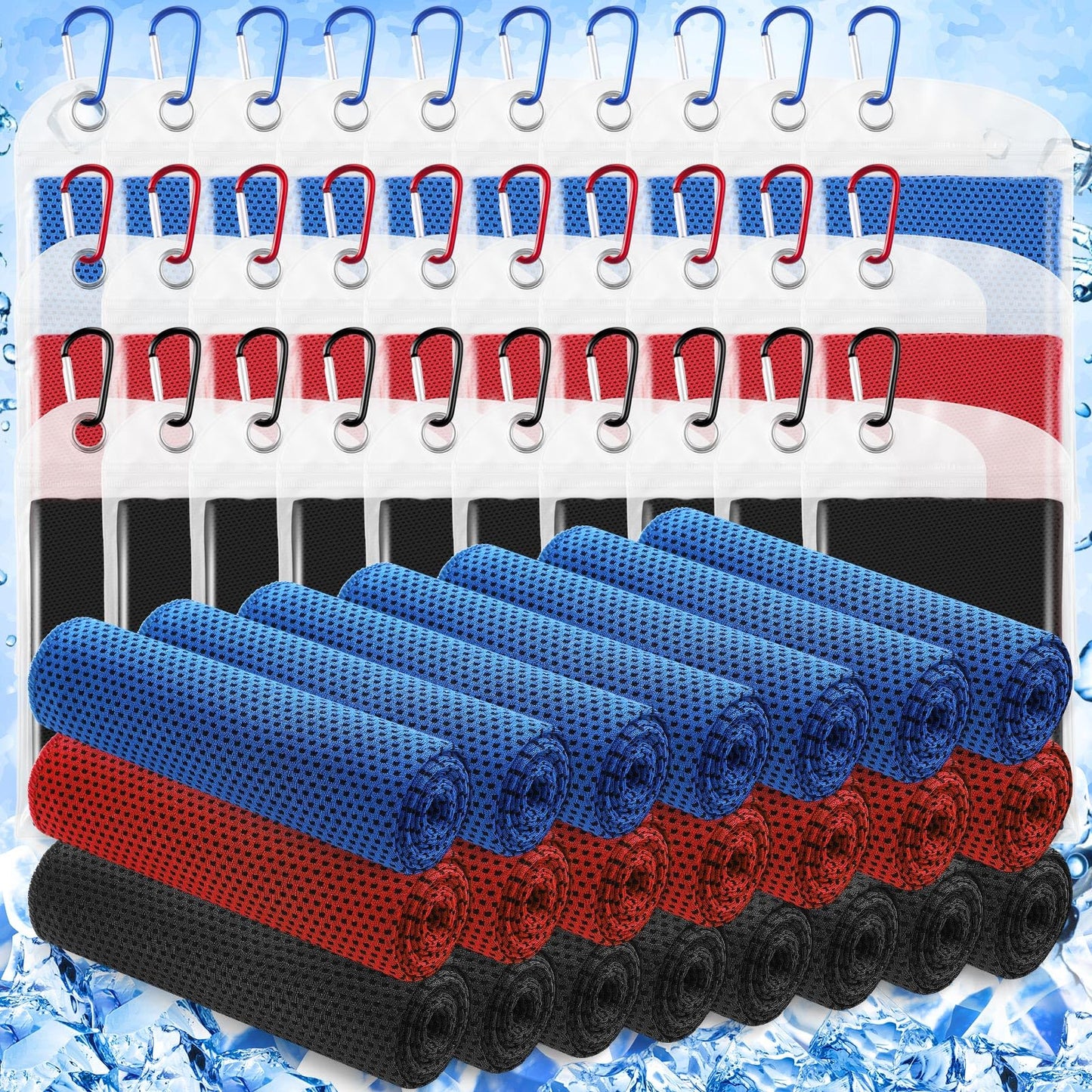 Hosuly 30 Pack Cooling Towels 40"x12" Cooling Neck Wraps Soft Breathable Chilly Towel Ice Towels Microfiber Workout Towel for Yoga Sport Running Workout Gym Camping Fitness Activities(Orange)