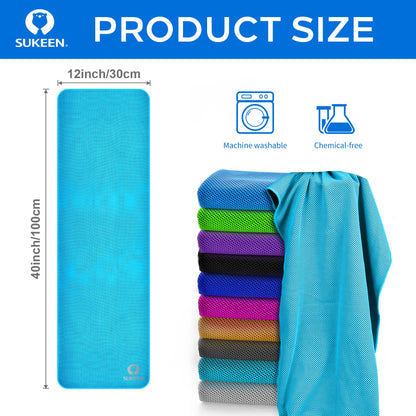 Sukeen [4 Pack Cooling Towel (40"x12"), Soft Breathable Chilly Microfiber Towel for Yoga,Sport,Running,Gym,Workout,Camping,Fitness,Workout & More Activities