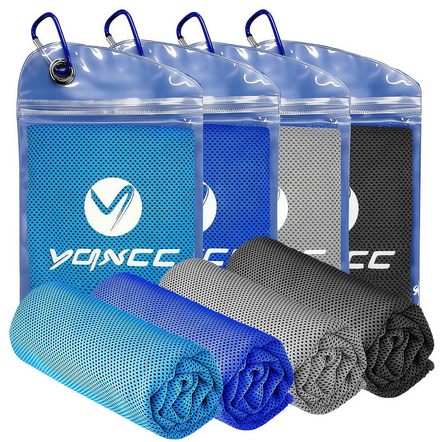 YQXCC 4 Pack Cooling Towels (40"x12"), Ice Cool Neck Towel, Soft Breathable Microfiber for Gym, Yoga, Golf, Running, Camping & All Hot Weather Activities