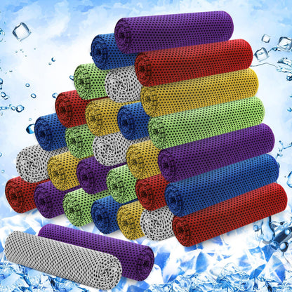Hosuly 30 Pack Cooling Towels, 40"x12" Ice Breathable Soft Chilly Sweat Rag Microfiber Workout Rags for Gym Cooling Towels for Neck and Face for Yoga Golf Sport Running