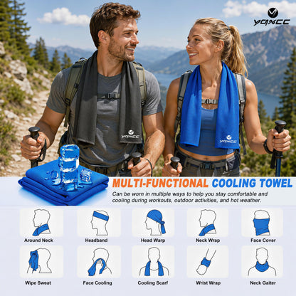 YQXCC 4 Pack Cooling Towels (47"x12"), Ice Cool Neck Towel, Soft Breathable Microfiber for Yoga, Golf, Gym, Running, Camping & Hot Weather
