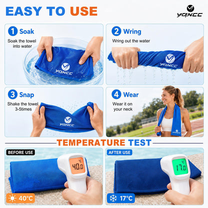 YQXCC 4 Pack Cooling Towels (47"x12"), Ice Cool Neck Towel, Soft Breathable Microfiber for Yoga, Golf, Gym, Running, Camping & Hot Weather
