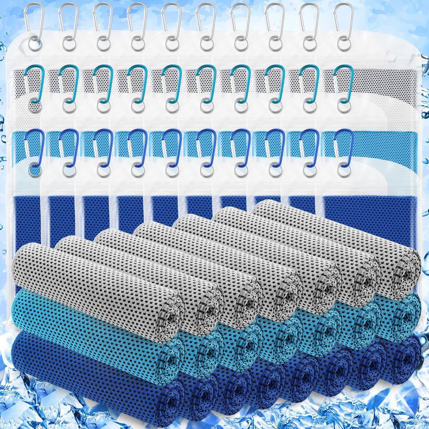 Hosuly 30 Pack Cooling Towels 40"x12" Cooling Neck Wraps Soft Breathable Chilly Towel Ice Towels Microfiber Workout Towel for Yoga Sport Running Workout Gym Camping Fitness Activities(Orange)