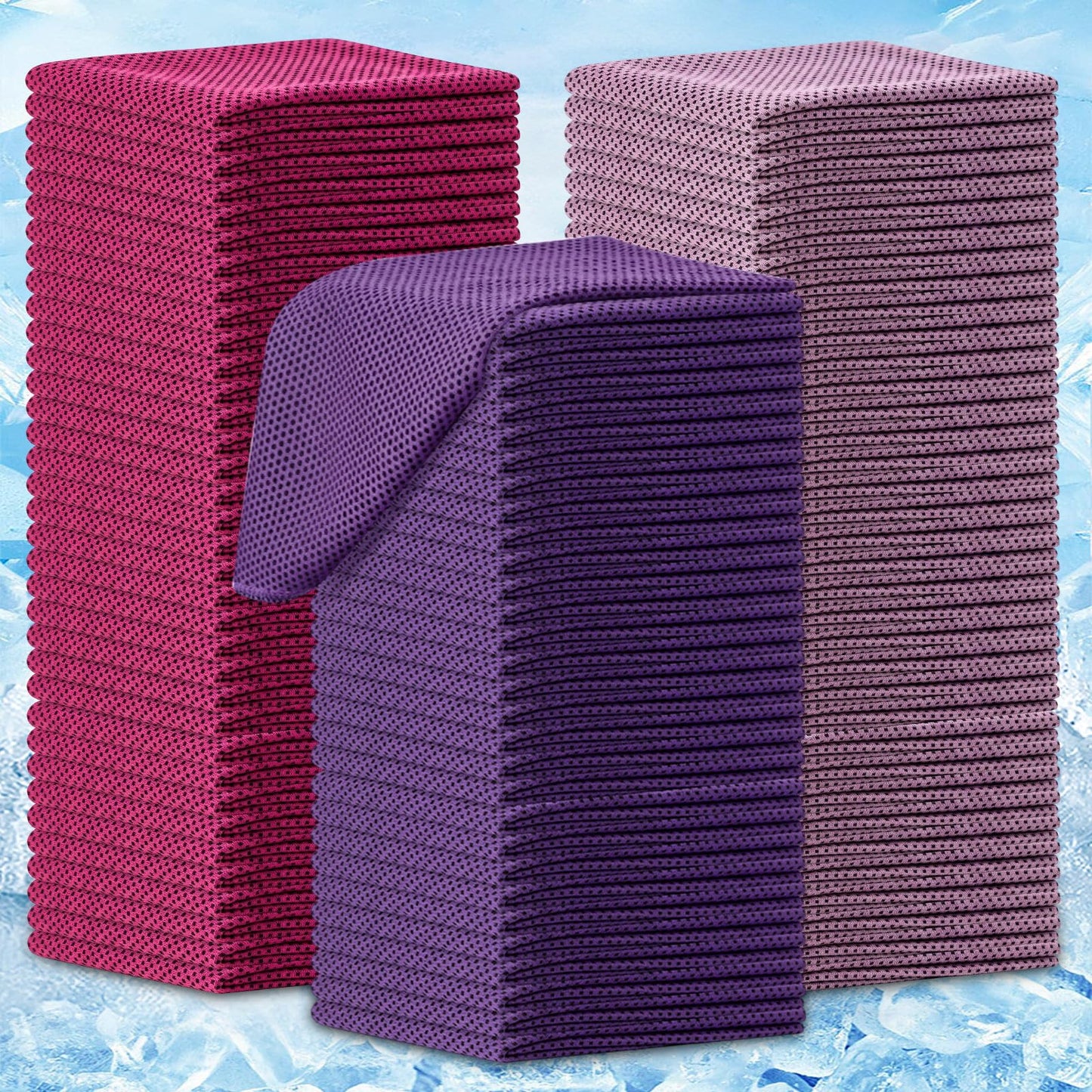 BBTO 100 Pack Cooling Towel - Microfiber Cold Sports Sweat Rags Neck & Face Breathable Ice Chilly Towel for Gym Yoga Golf Workout Beach Accessories