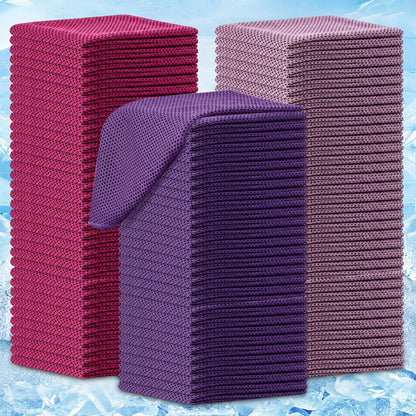 BBTO 100 Pack Cooling Towel - Microfiber Cold Sports Sweat Rags Neck & Face Breathable Ice Chilly Towel for Gym Yoga Golf Workout Beach Accessories