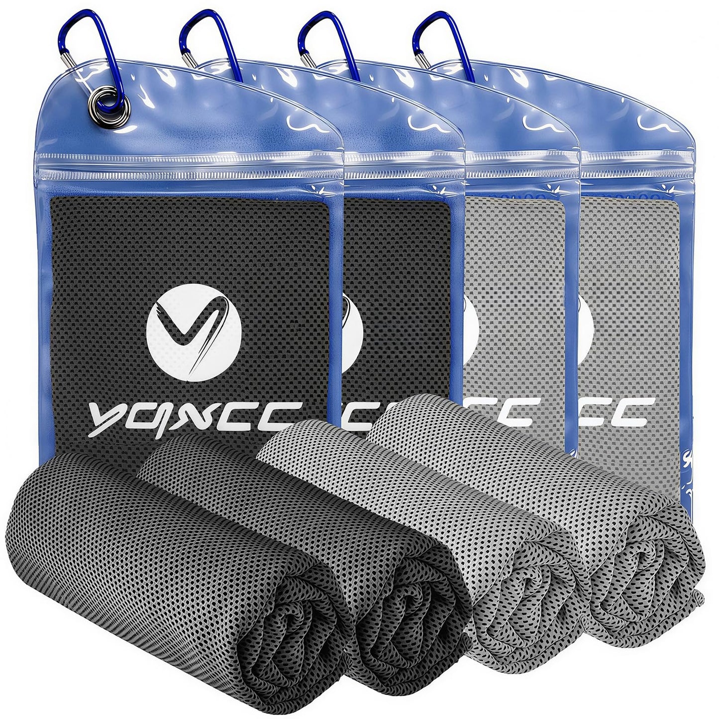 YQXCC 4 Pack Cooling Towels (40"x12"), Ice Cool Neck Towel, Soft Breathable Microfiber for Gym, Yoga, Golf, Running, Camping & All Hot Weather Activities